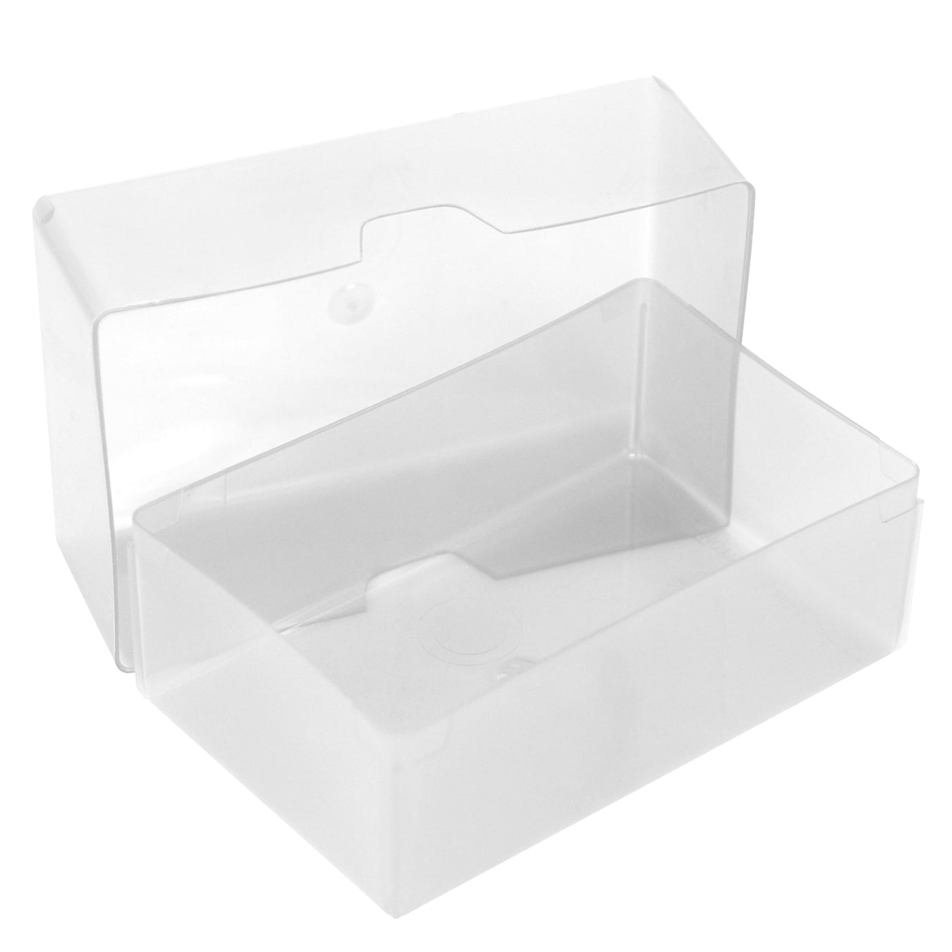 Plastic business card boxes with lids 35mm deep internally