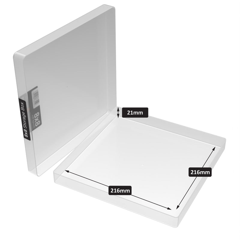 plastic storage box for 8x8 craft paper and card featuring a drop on lid