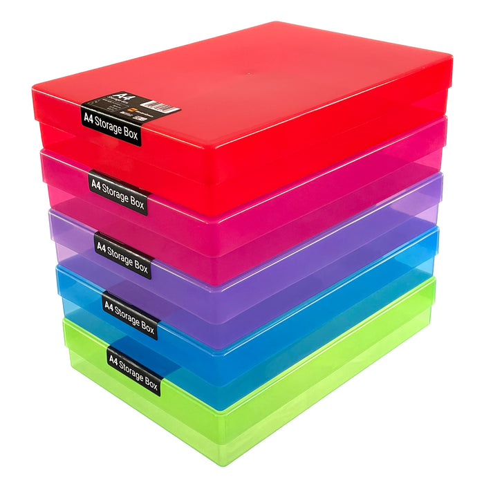 A4 Plastic Storage Box, Colour, Transparent