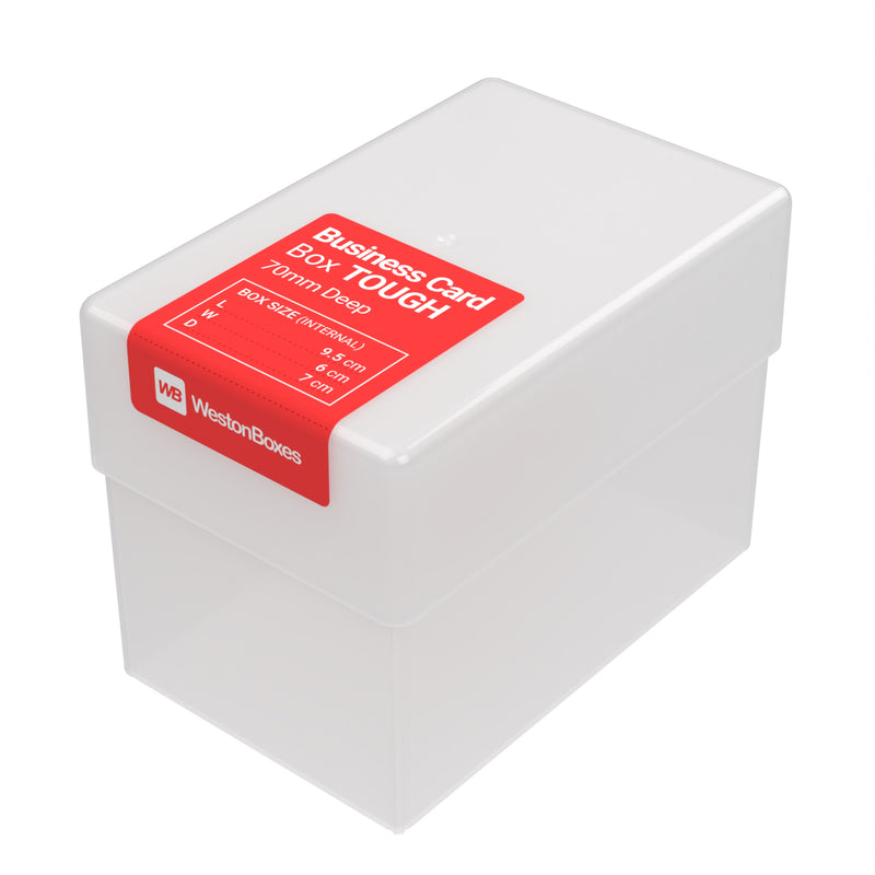 Caja para Tarjetas de Visita de 70 mm, Blanca, Semitransparente, RESISTENTE