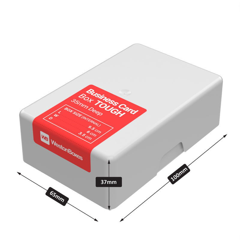 Caja para tarjetas de visita de 35 mm, Blanca, Semitransparente, RESISTENTE