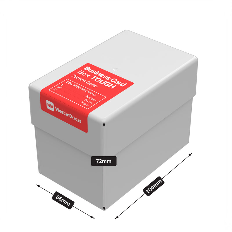 Caja para Tarjetas de Visita de 70 mm, Blanca, Semitransparente, RESISTENTE