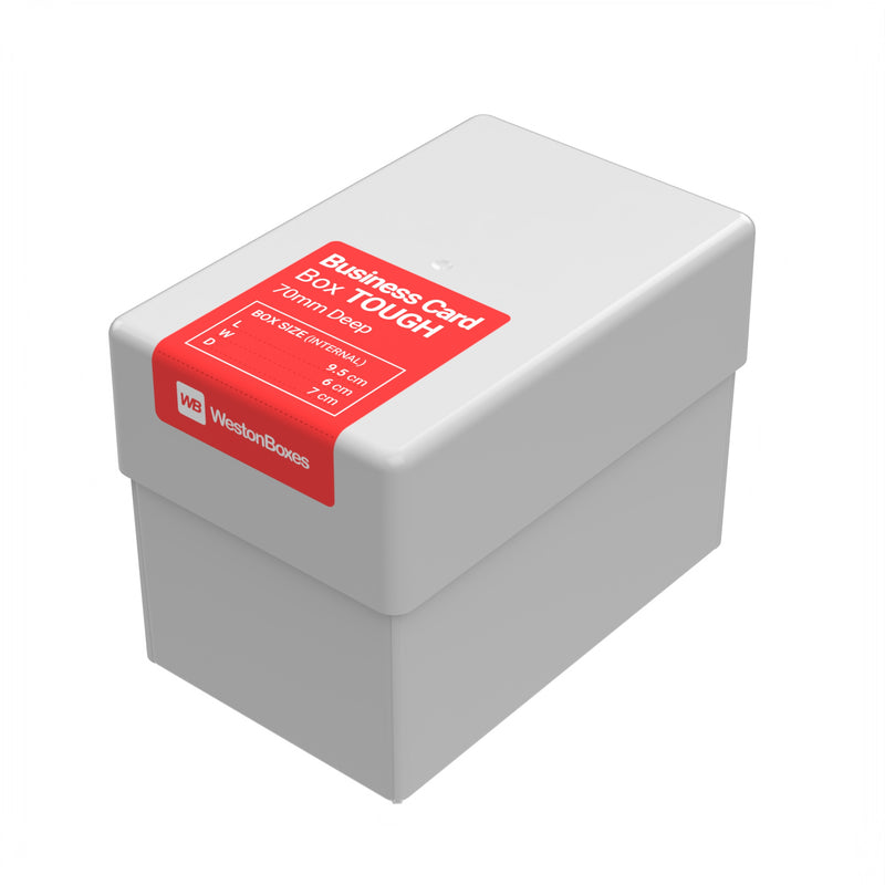 Caja para Tarjetas de Visita de 70 mm, Blanca, Semitransparente, RESISTENTE
