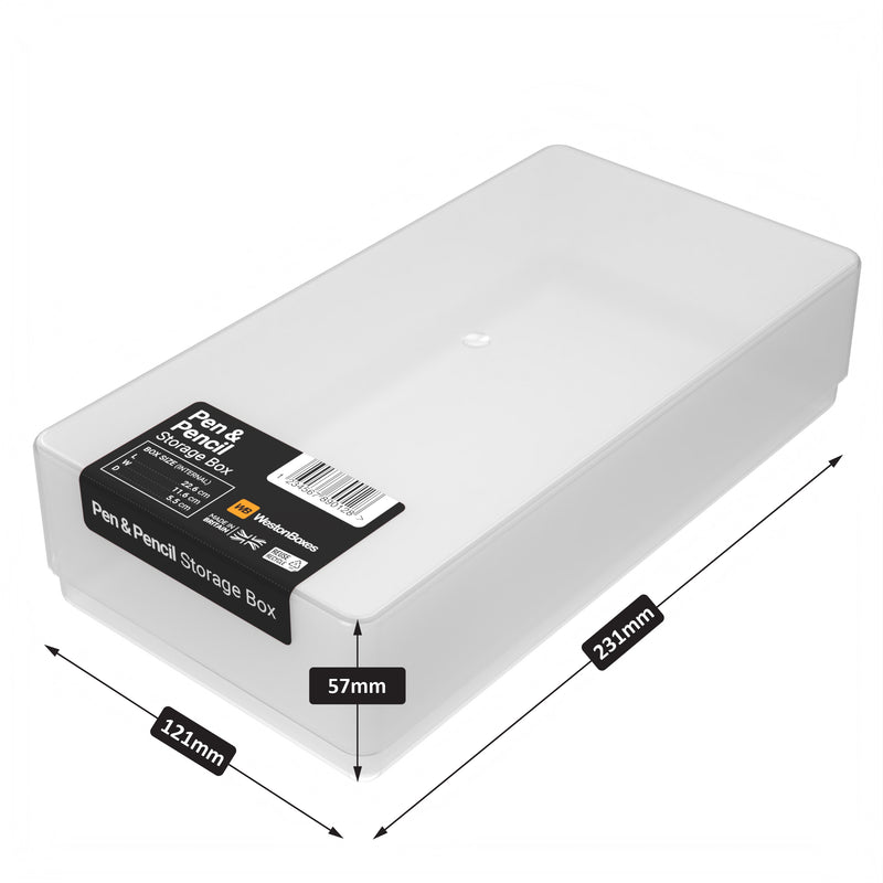 Pen & Pencil Storage Box, Clear, Transparent