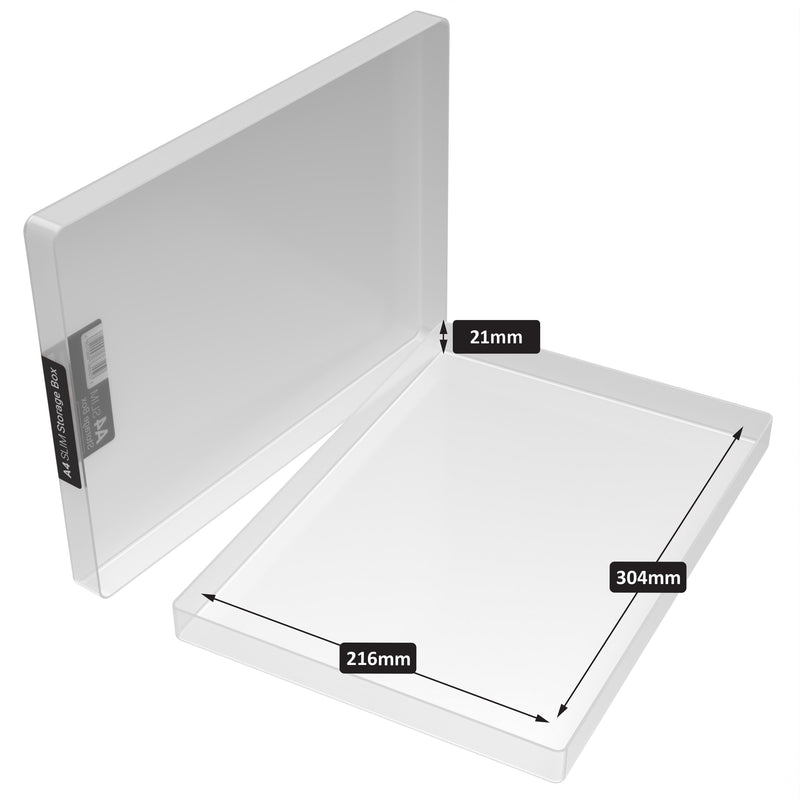 Boîte de rangement Slim A4, transparente, transparente