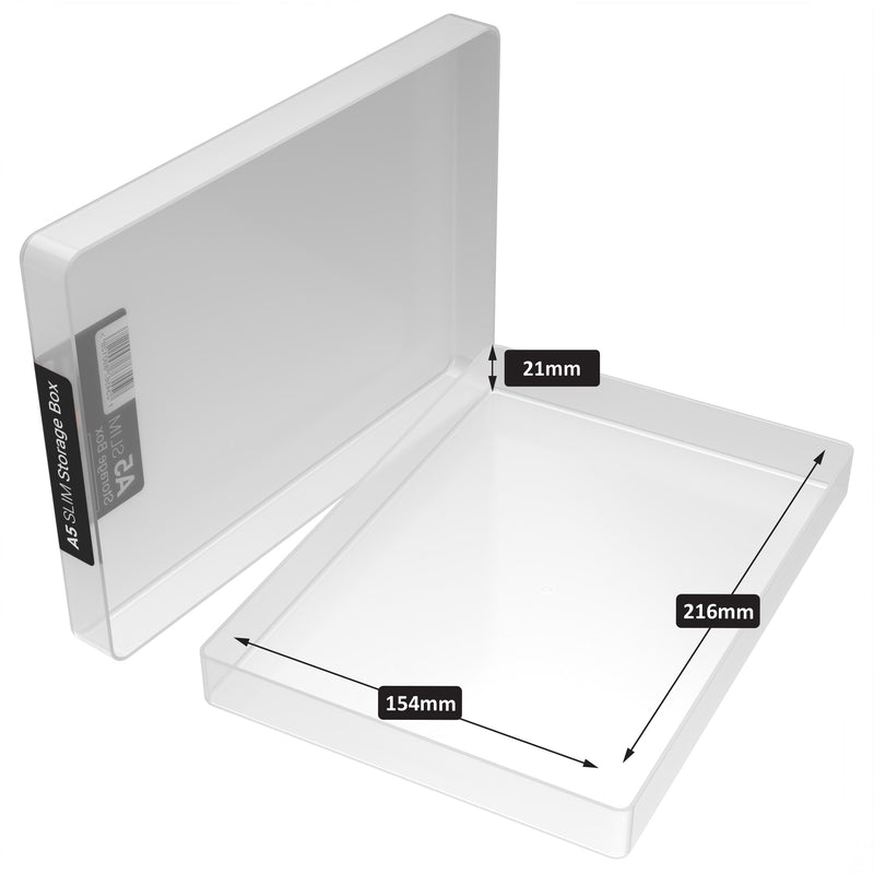 Slim A5 Storage Box, Clear, Transparent