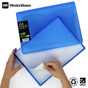 Blue / Transparent, WestonBoxes Plastic A4 Paper Storage Box With Lid, Pack of 5, Pack of 10, Pack of 40