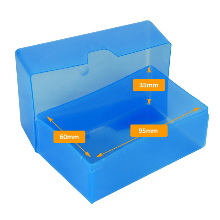 Blue / Transparent, WestonBoxes 35mm deep Business Card Box holds up to 125 business cards