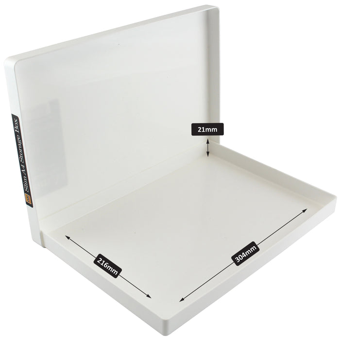Slim A4 Storage Box, White, Opaque, TOUGH