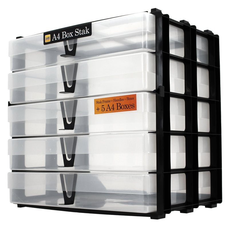 Clear / Transparent, WestonBoxes Craft Storage Box Stak Stack Unit For A4 Paper Storage Boxes