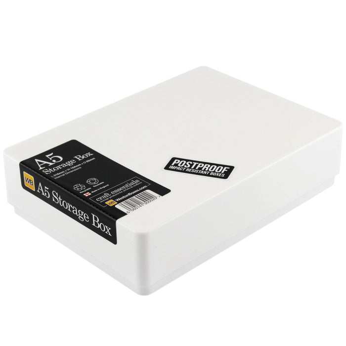 Boîte de rangement en plastique A5, blanc, opaque, résistant