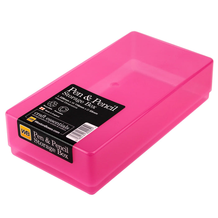 Westonboxes Plastic Pen & Pencil Storage Box Pink