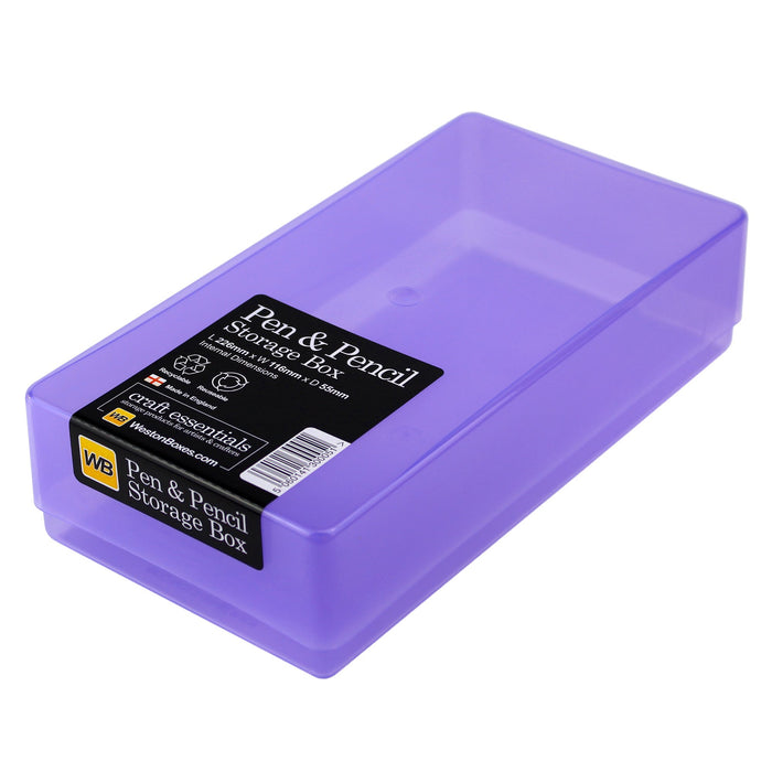 Westonboxes Plastic Pen & Pencil Storage Box Purple