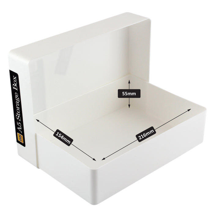 Boîte de rangement en plastique A5, blanc, opaque, résistant